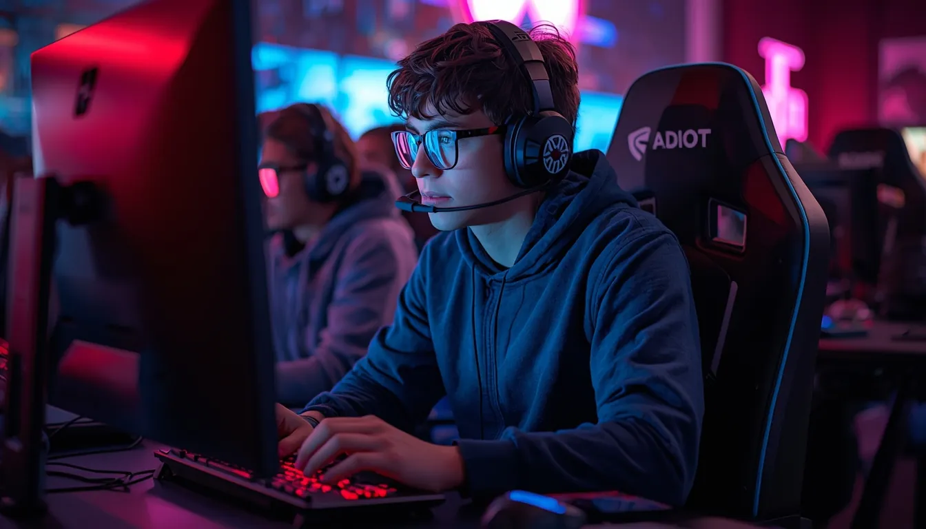 Un joueur participe à une session dans une salle de jeu vidéo.