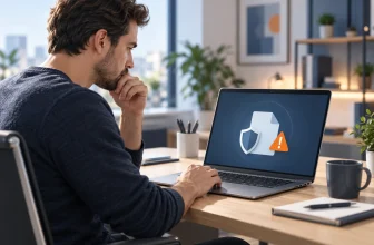 Un utilisateur examine une icône de fichier générique accompagnée d’un bouclier et d’une alerte.