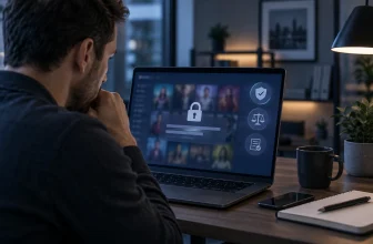 Un utilisateur vérifie un catalogue de streaming générique protégé par des symboles de sécurité.